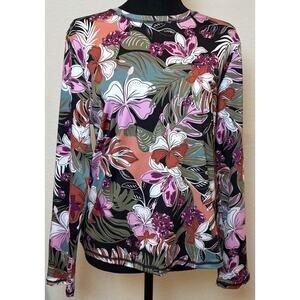 Roxy Women's Rash Guard Multicolor Floral Pattern UPF 50+ Size Large
